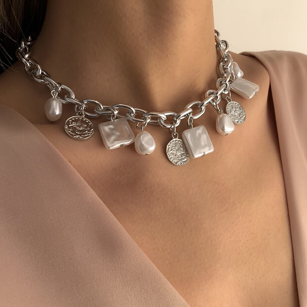 Tidewater Coin Necklace in silver