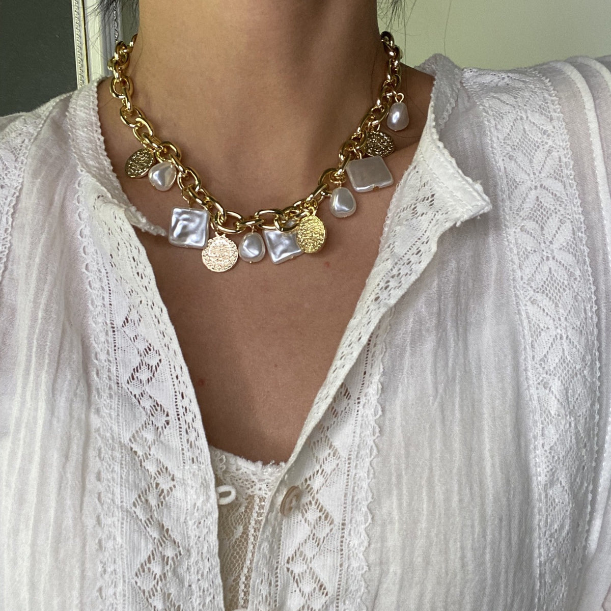 Tidewater Coin Necklace in gold